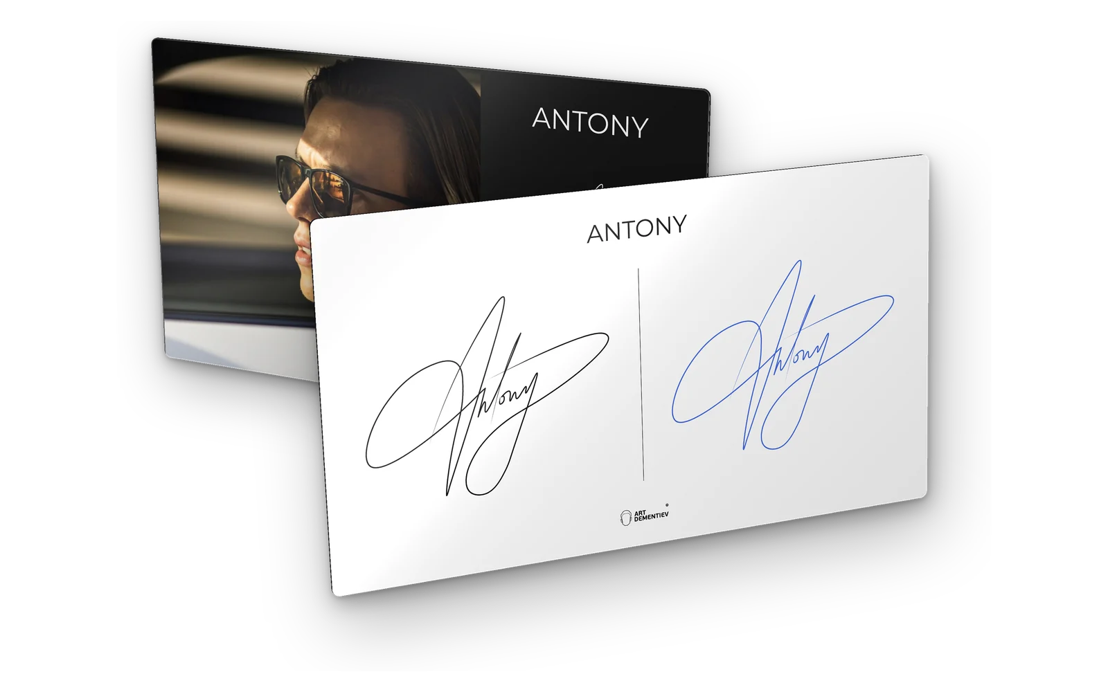 Презентация подписи Antony — обложка и выбор: чёрная или синяя