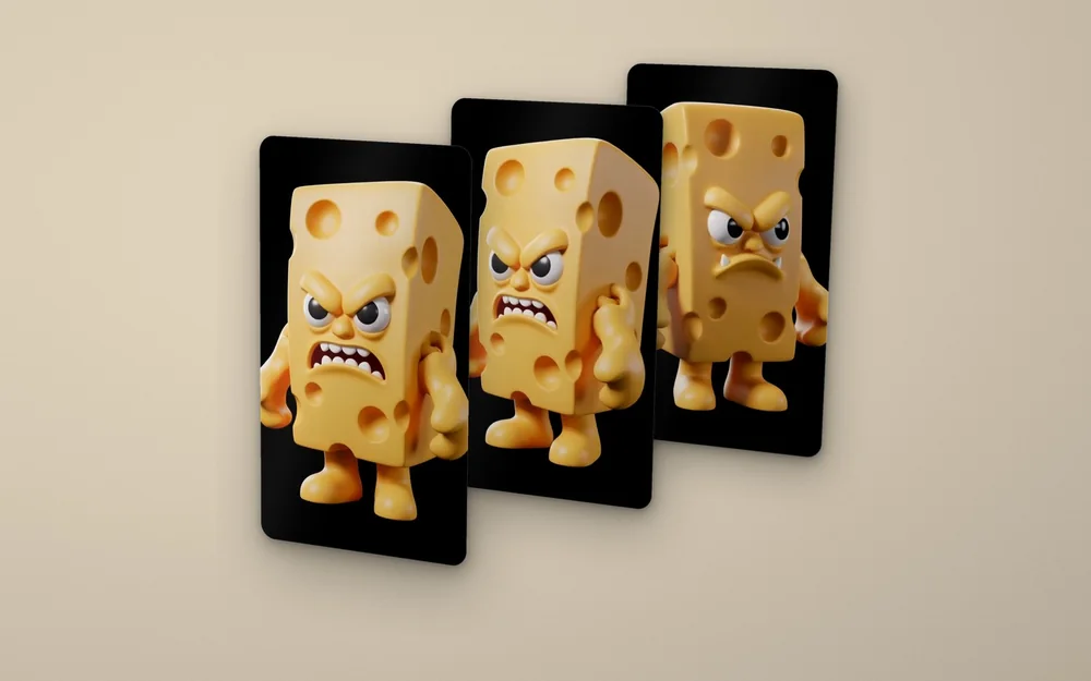 Ролик Tribletz — 3D-персонаж сыра, три кадра