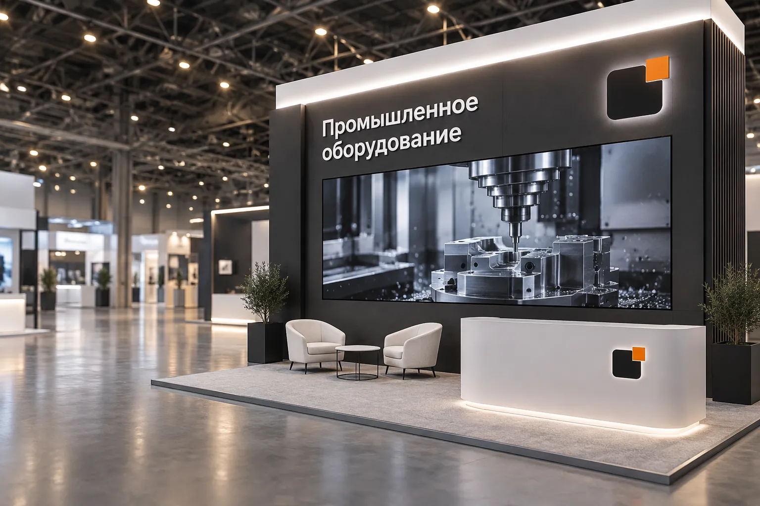 Световые короба стенда с фирменным знаком