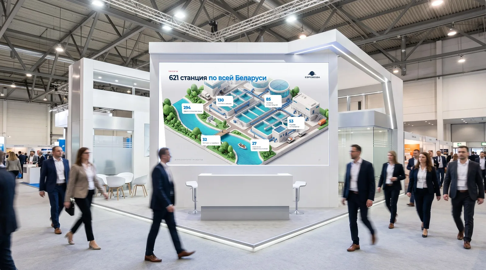 Презентация «Евроводы» на LED-стене выставочного стенда